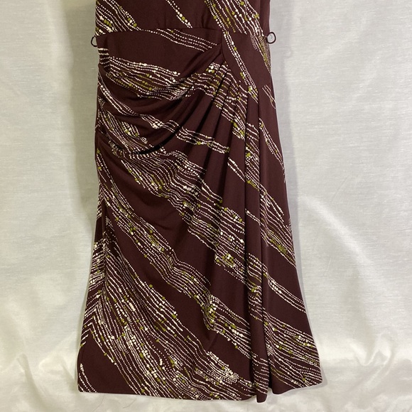 Anne Klein New York faux wrap midi dress Size 8 brown, green, white - Picture 4 of 11